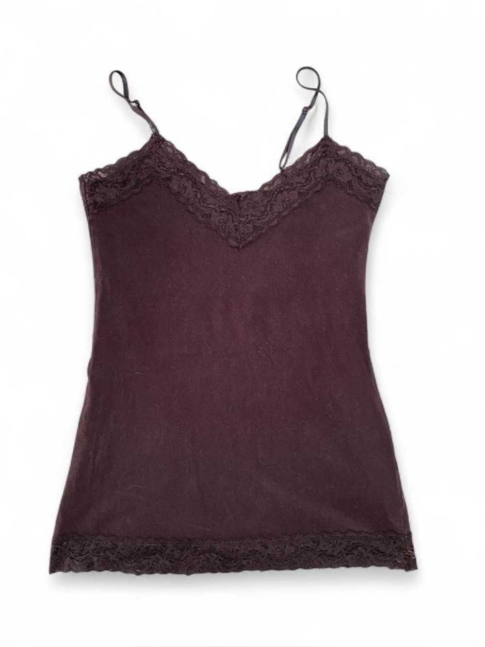 Lace-Trim Camisole Tank Top - Dark Brown